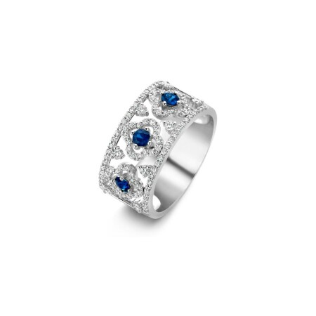 Bague One More Salina en or blanc, diamants et saphir bleu