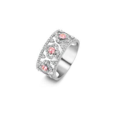 Bague One More Salina en or blanc, diamants et saphir rose