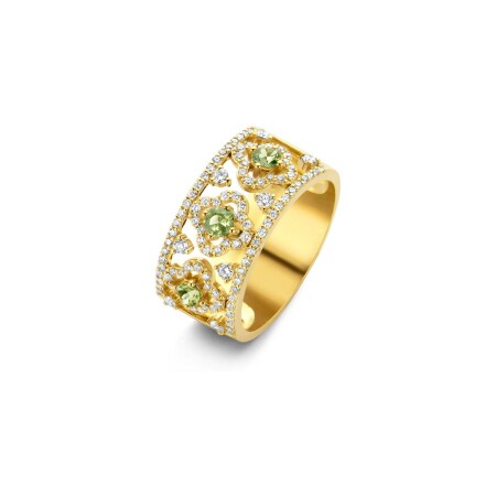 Bague One More Salina en or jaune, diamants et saphir vert