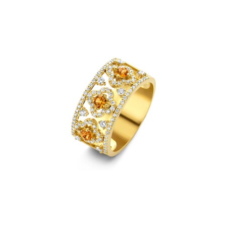 Bague One More Salina en or jaune, diamants et saphir orange