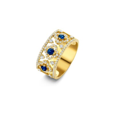 Bague One More Salina en or jaune, diamants et saphir bleu