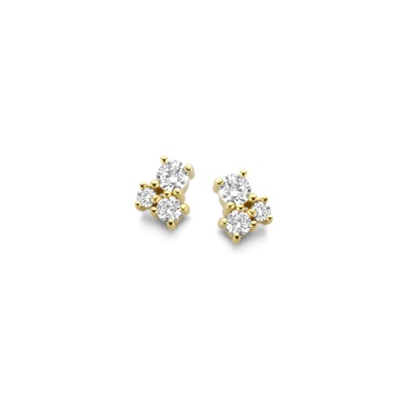 Puces d'oreilles en or jaune et diamants