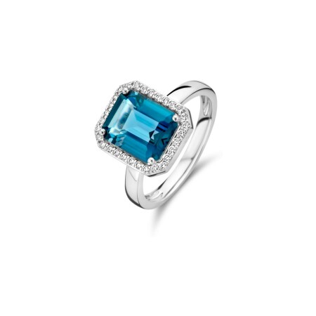 Bague One More Etna en or blanc, topaze london blue et diamants