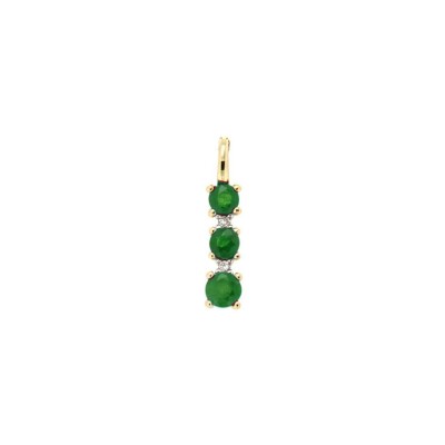 Pendentif en or jaune, or blanc, diamants et émeraude