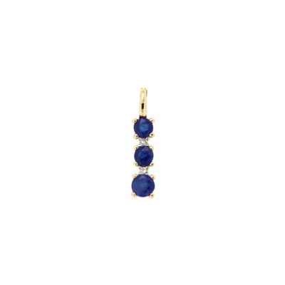 Pendentif en or jaune, or blanc, diamants et saphir