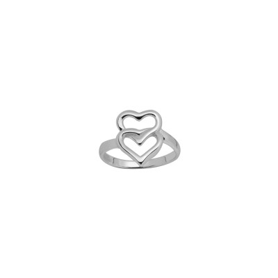 Bague double coeur en argent
