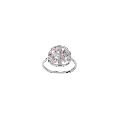 Bague arbre de vie en argent rhodié et oxydes de zirconium