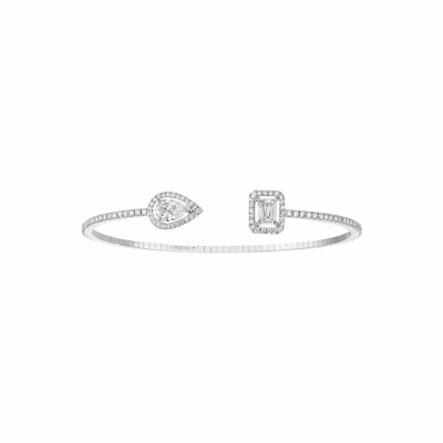 Bracelet Messika My Twin Skinny Toi & Moi pavé en or blanc et diamants 2x0.40ct