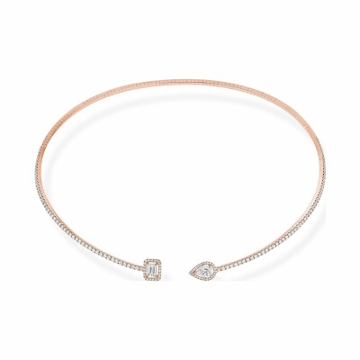 Messika Skinny Toi & Moi necklace, rose gold, diamonds