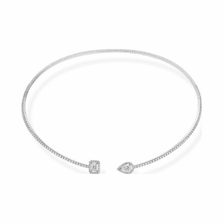 Collier Messika Skinny Toi & Moi en or blanc et diamants