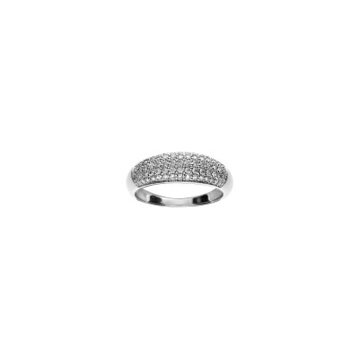 Bague en argent rhodié et oxydes de zirconium, taille 64
