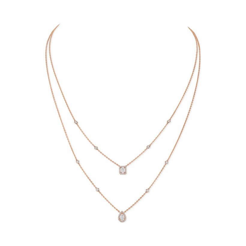 Messika double row necklace, rose gold, diamonds