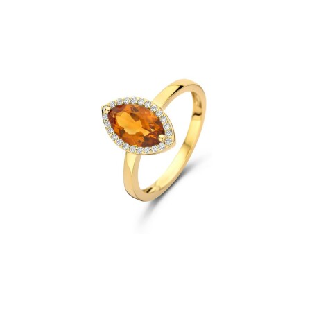 Bague One More Etna en or jaune, citrine orange et diamants