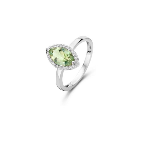 Bague One More Etna en or blanc, diamants et prasiolite