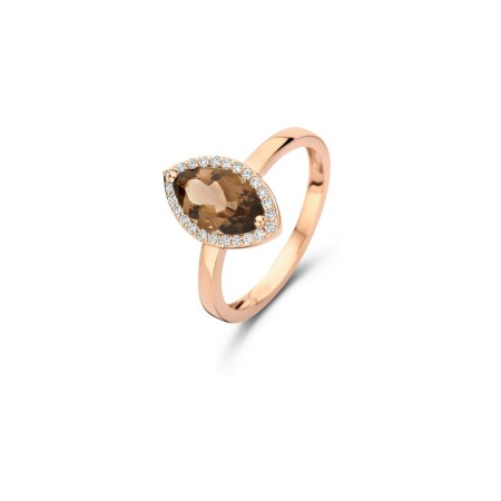 Bague One More Etna en or rose, diamants et quartz fumé