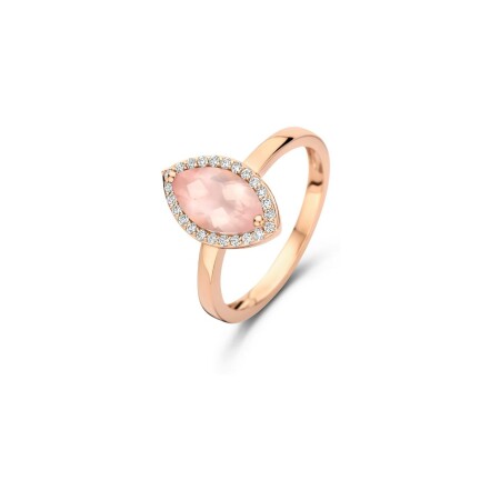 Bague One More Etna en or rose, diamants et quartz rose