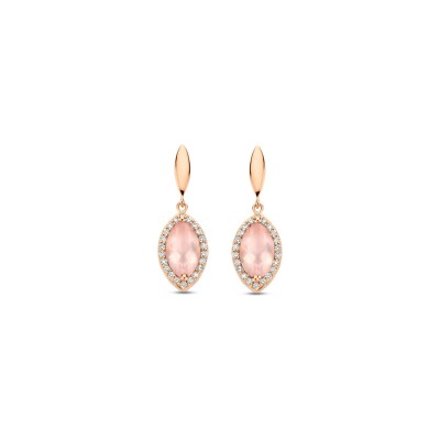 Boucles d'oreilles One More Etna en or rose, diamants et quartz roses