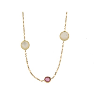 Collier plusieurs motifs en or jaune, nacre et rubis