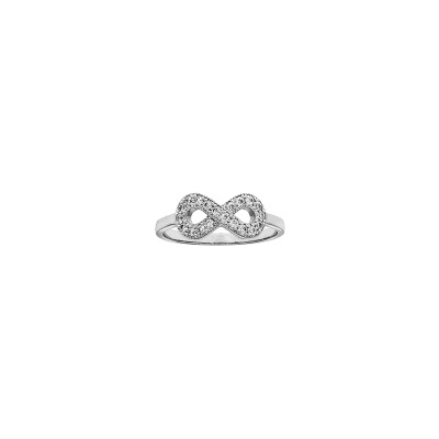 Bague infini en argent rhodié et pierres blanches