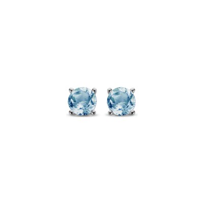 Boucles d'oreilles en or blanc et topaze bleue Sky Blue