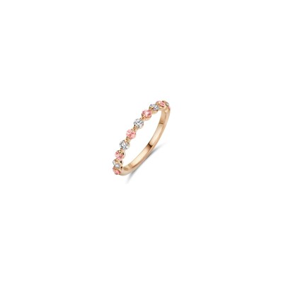 Bague One More Ischia Basics en or rose, diamants et saphir rose