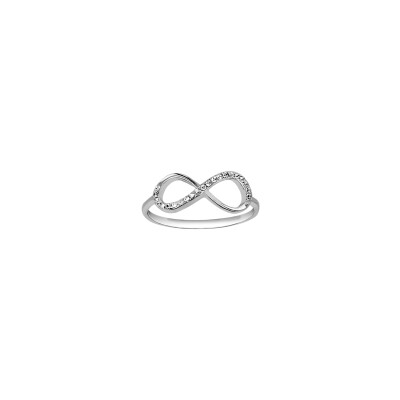 Bague infini en argent rhodié, taille 56