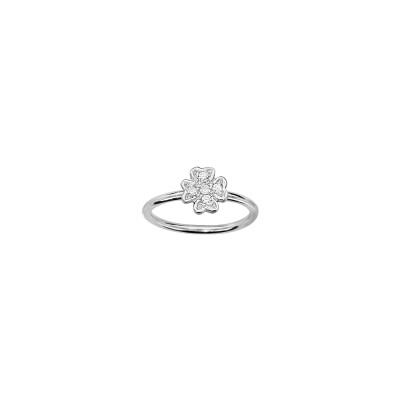 Bague de phalange fleur en argent rhodié et oxydes de zirconium