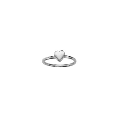 Bague de phalange cœur en argent rhodié, taille 48