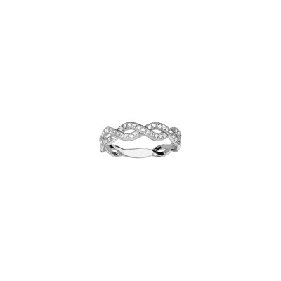 Bague en argent rhodié et oxydes de zirconium, taille 56