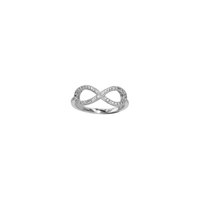 Bague infini en argent rhodié et oxydes de zirconium