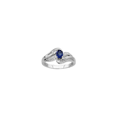 Bague en argent rhodié et oxyde de zirconium, taille 56