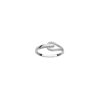 Bague en argent rhodié et oxydes de zirconium, taille 50