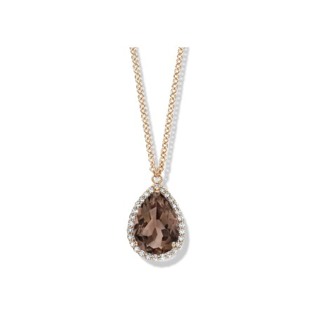 Collier One More Etna en or rose, diamants et quartz fumé