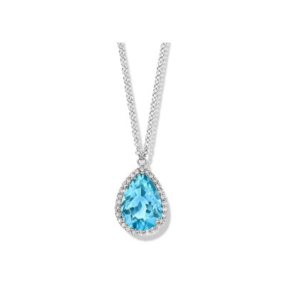 Collier One More Etna en or blanc, topaze et diamants