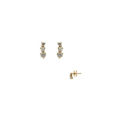 Boucles d'oreilles en or jaune et diamants