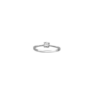 Alliance solitaire en argent rhodié et oxyde de zirconium