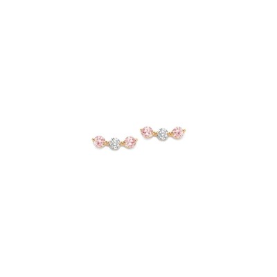 Boucles d'oreilles One More Ischia Basics en or rose, diamants et saphirs roses