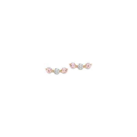 Boucles d'oreilles One More Ischia Basics en or rose, diamants et saphirs roses