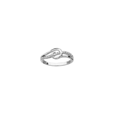 Bague en argent rhodié et oxydes de zirconium, taille 54