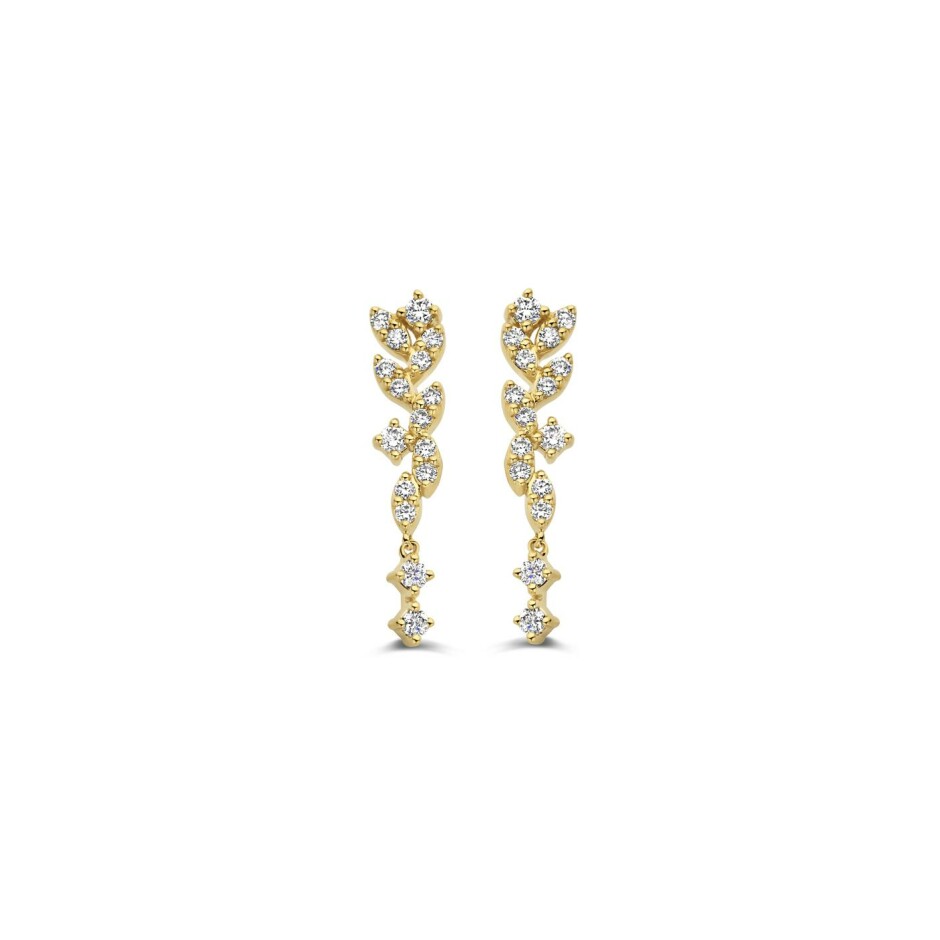 Boucles d'oreilles en or jaune et diamants