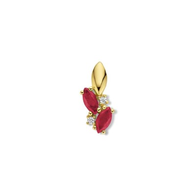 Pendentif en or jaune, diamants et rubis