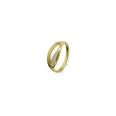 Bague en or jaune, or blanc et diamants