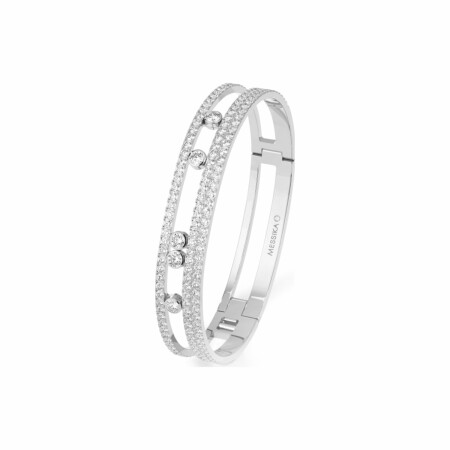 Messika Move Romane Large Pave bangle bracelet, white gold, diamonds