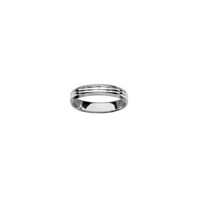 Alliance diamantée en argent rhodié, taille 58