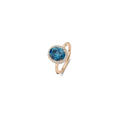 Bague One More Etna en or rose, topaze bleu london et diamants