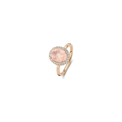 Bague One More Etna en or rose, diamants et quartz rose