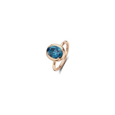 Bague One More Etna en or rose et topaze bleu london