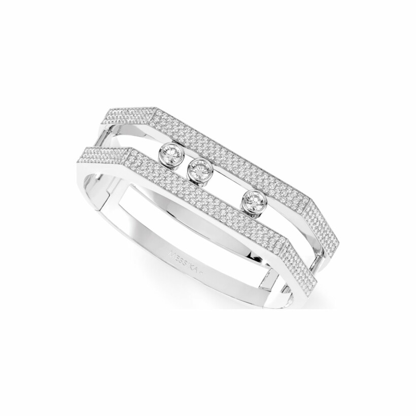 Messika Pei cuff bracelet, white gold and diamonds pave