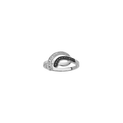 Bague volute en argent rhodié et oxydes de zirconium