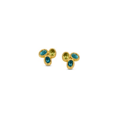 Boucles d'oreilles en or jaune et topaze